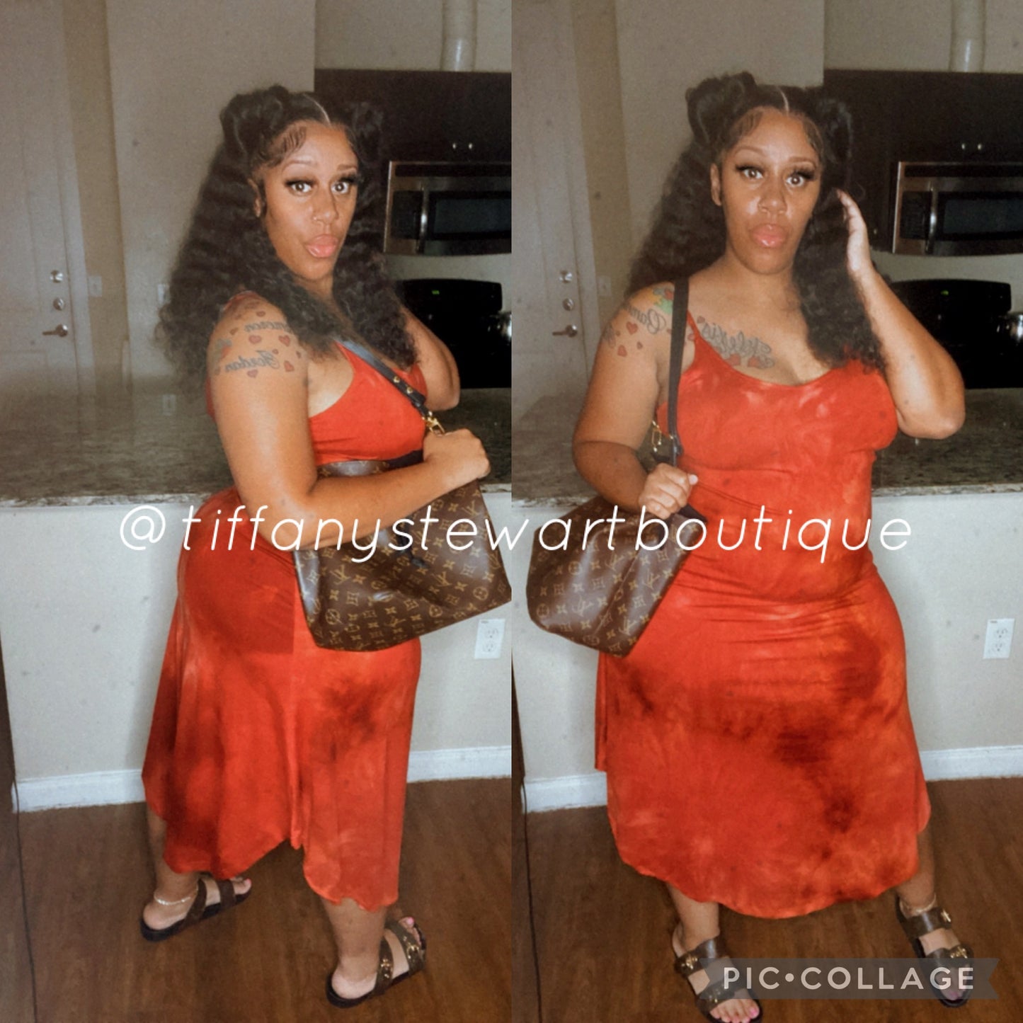 Red marble dress